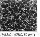 HALSIC-I reaction-bonded silicon-infiltrated SiSiC SiSiC微结构的毛孔没有reaction-bonded SiC矩阵(灰色)和渗透金属硅(白色)。